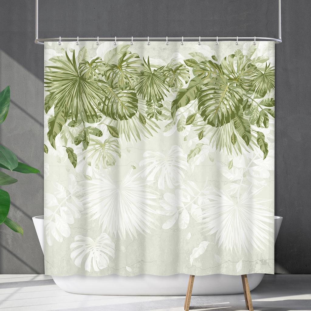 Duschvorhang Wasserdicht Und Schimmelresistent 3D Digitaldruck Pflanze Blume Und Gras Duschvorhang Badezimmer Trennvorhang