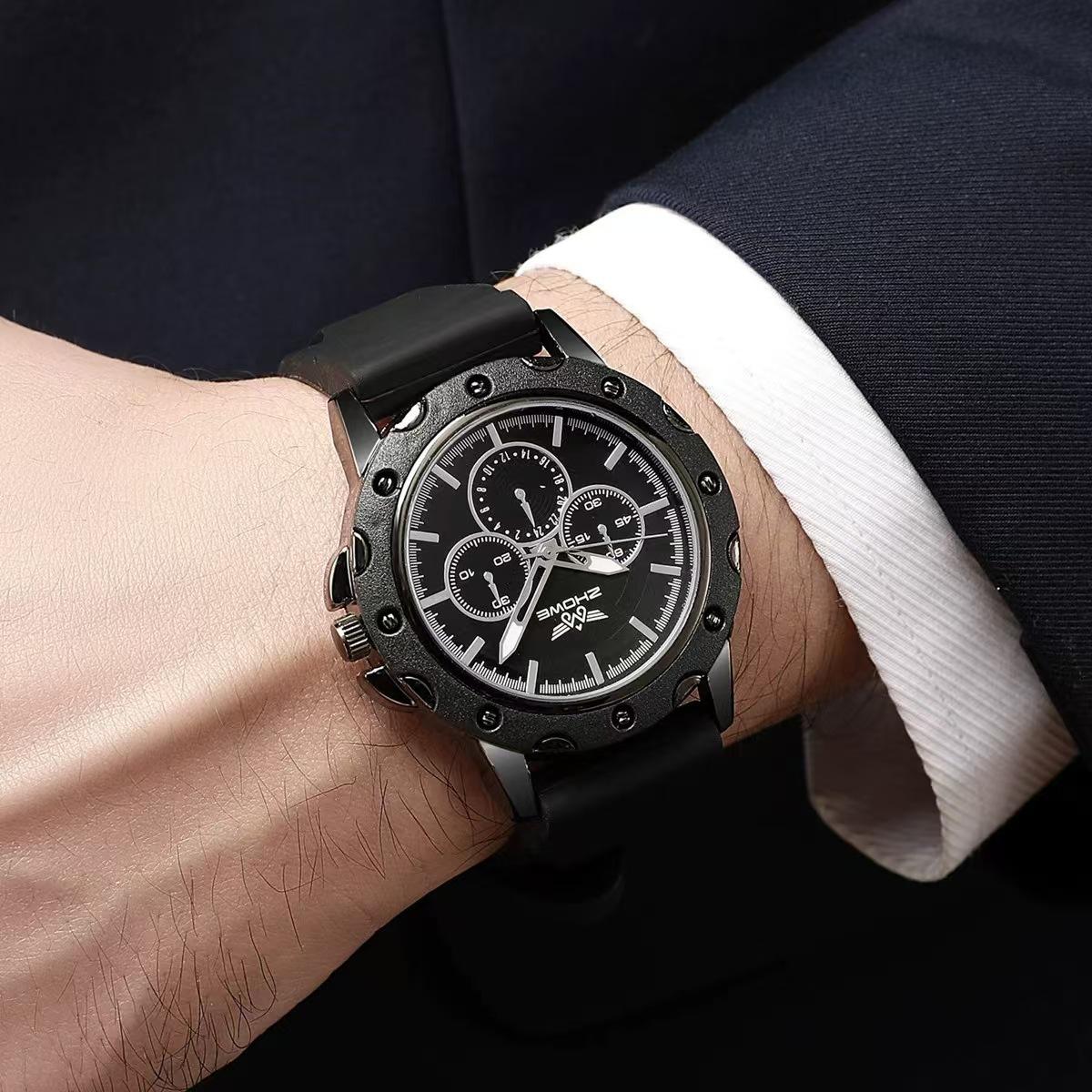 Fake Three-Eye Men S Silicone Watch Casual Domineering Men S Watch One size fits all