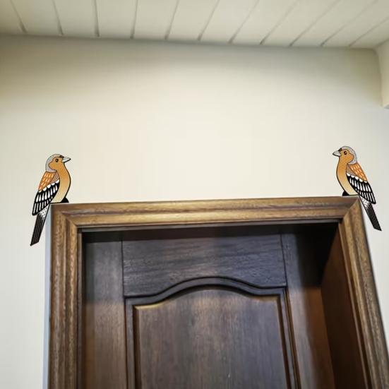 1 Pair Wooden Bird Door Topper Rustic Farmhouse Over The Door Corner Sign Left And Right Side Boho Bird Door Frame Decoration for Home Living Room