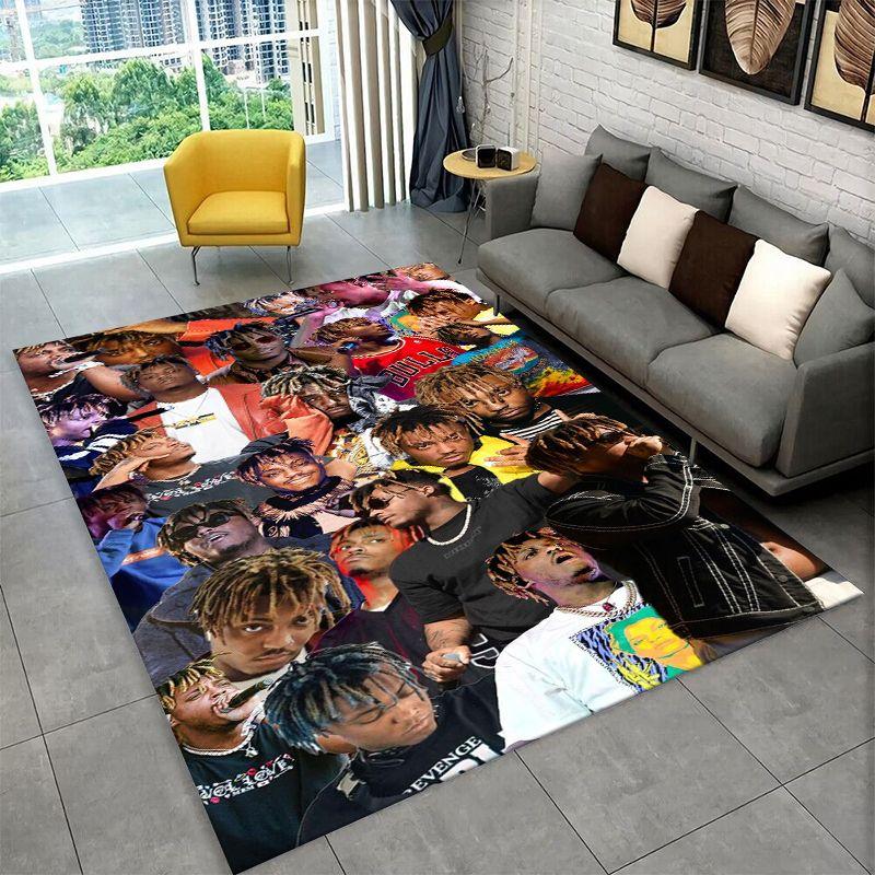 Retro Juice WRLD 999 Legend Rapper Star Carpet Rug for Bedroom Living Room Sofa Playroom Doormat Home Decor,Area Rug Non-slip