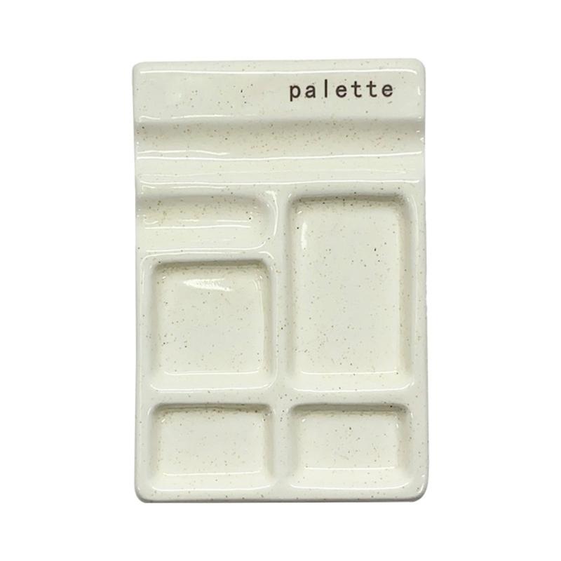 Mehrzweck-Künstlerpalette mit Pinselhaltern 4 Näpfe Keramikpalette für Künstler Student Wasserfarbe Öl Acrylmalerei