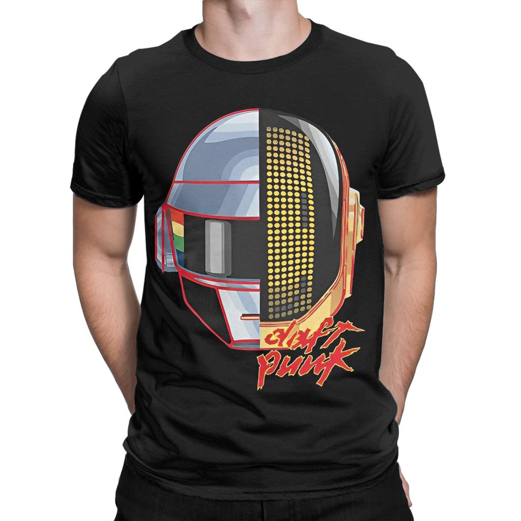 Daft Punk Electronic Band TShirt Beach 100 Cotton TShirts For Men Fashion Pattern Tee Shirt Short Sleeve Vintage Clothing