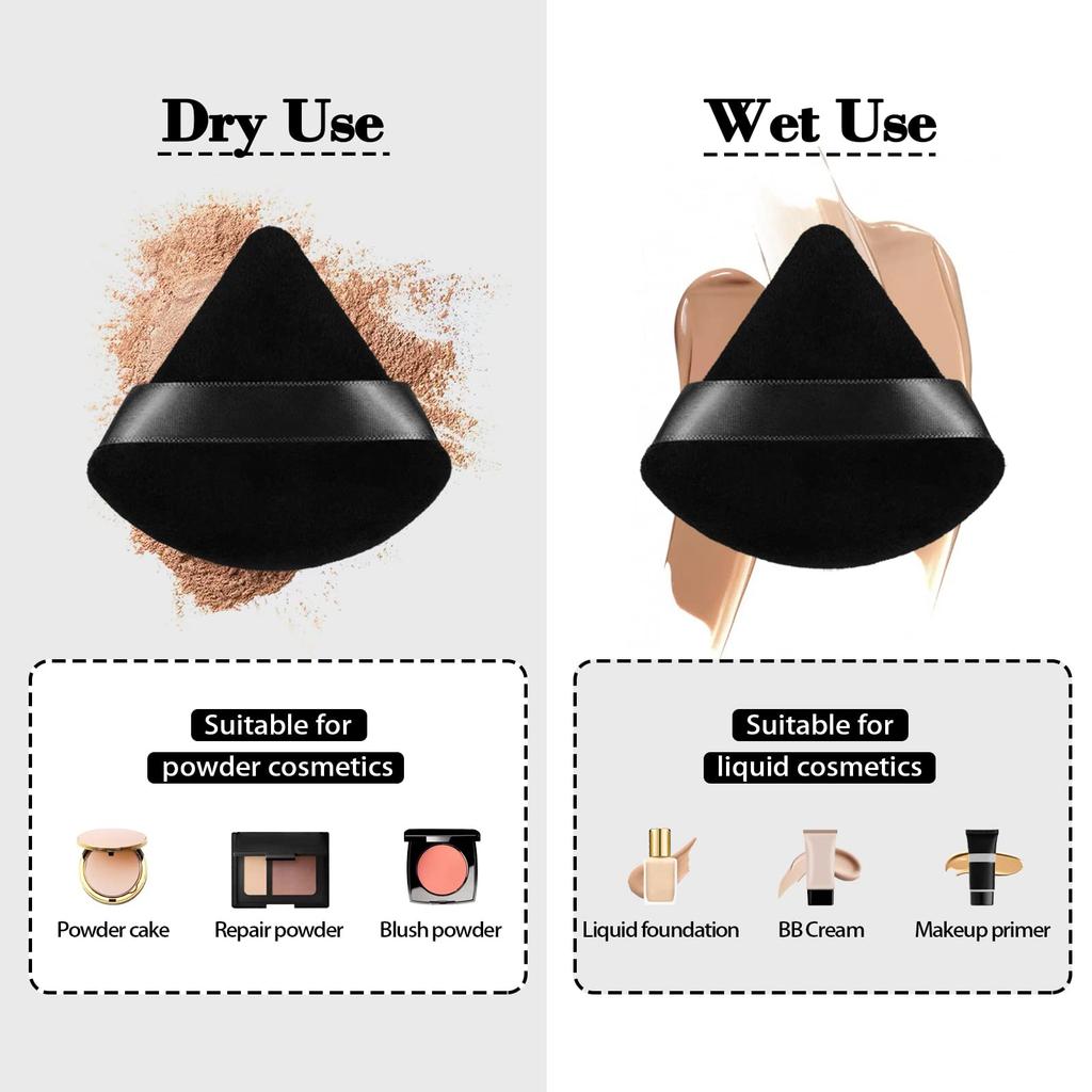Black Triangle Powder Puff Facial Makeup Sponge Soft Velvet Cosmetics Puff Mixer Beauty Foundation Make-Up Sponge Makeup Access