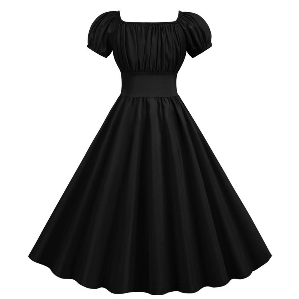 Women's Vintage Retro Rockabilly With Cap Sleeves Hepburn-Style Cocktail Dresse
