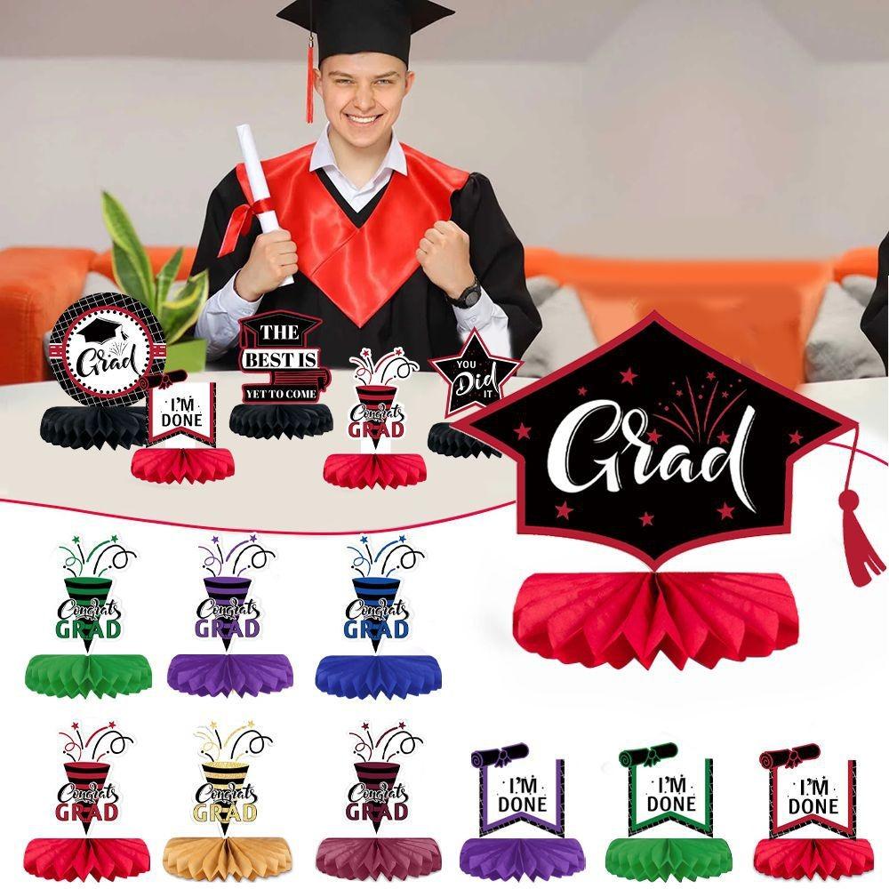 Honeycomb Graduation Decor Ball Set Of Six With Paper Fan For Event Celebration