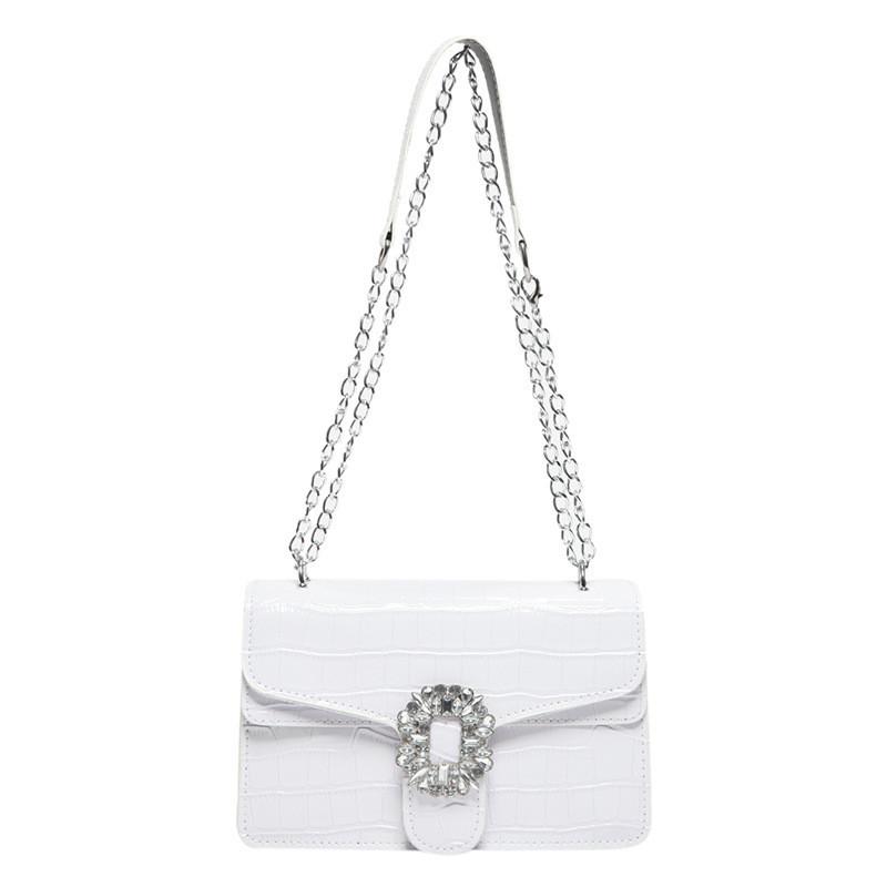 Fashionable Chic Stone Pattern Small Handbag For Women 2024 Summer Versatile Diamond-studded Shoulder Bag For Commuting Crossbody Bag белый