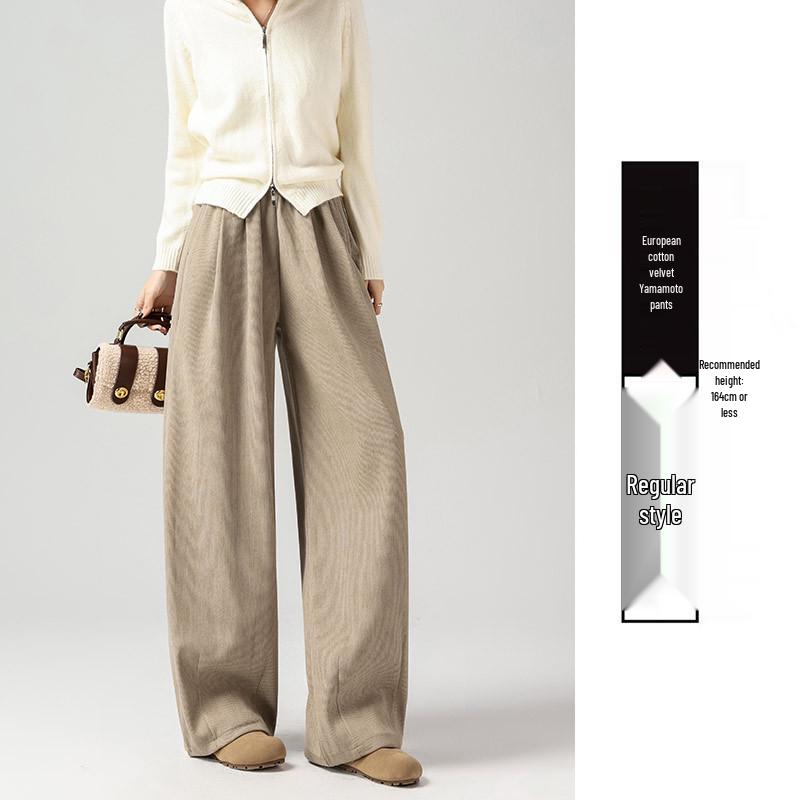 

Женские широкие вельветовые брюки Maillard - коричневые, на бархатной подкладке, свободного кроя, осень/зима 2024 г. XL