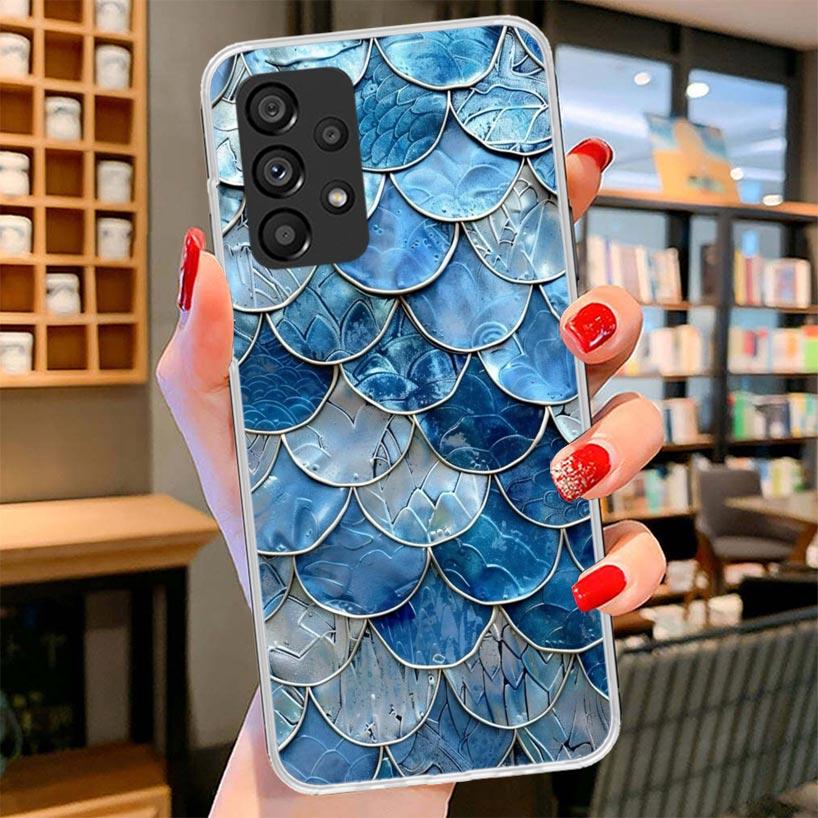 Fish Scale Pattern Mermaid Phone Case For Samsung Galaxy A12 A22 A32 A52 A72 A02S Phone Case Note 20 Ultra 10 S10 Plus A51 A71 A