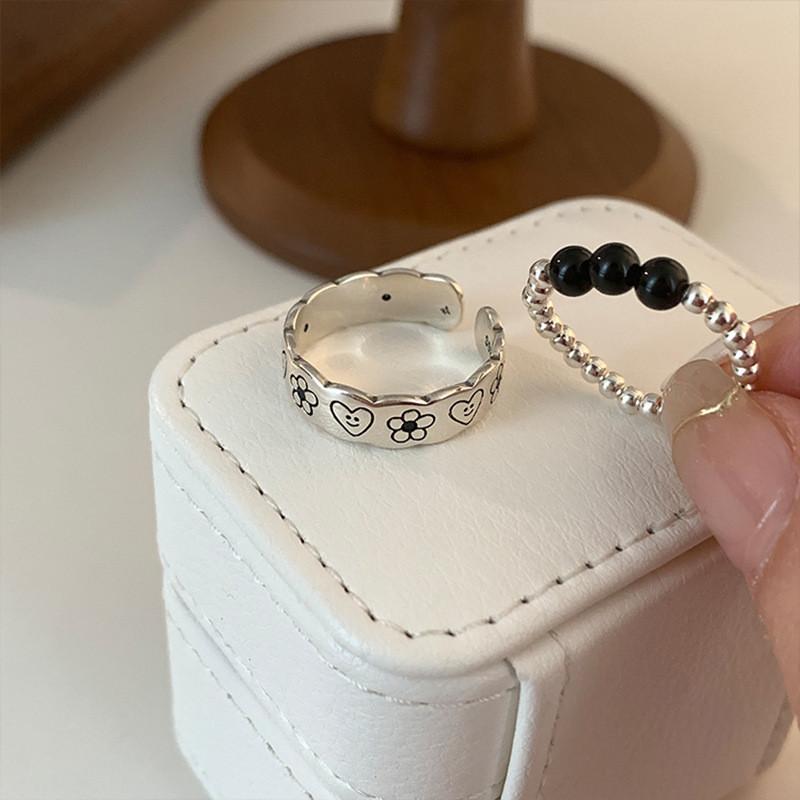 Bead Elegant Black Doodle Ring For Women Combining Retro Style And Modern Fashion Trends 2023 For
