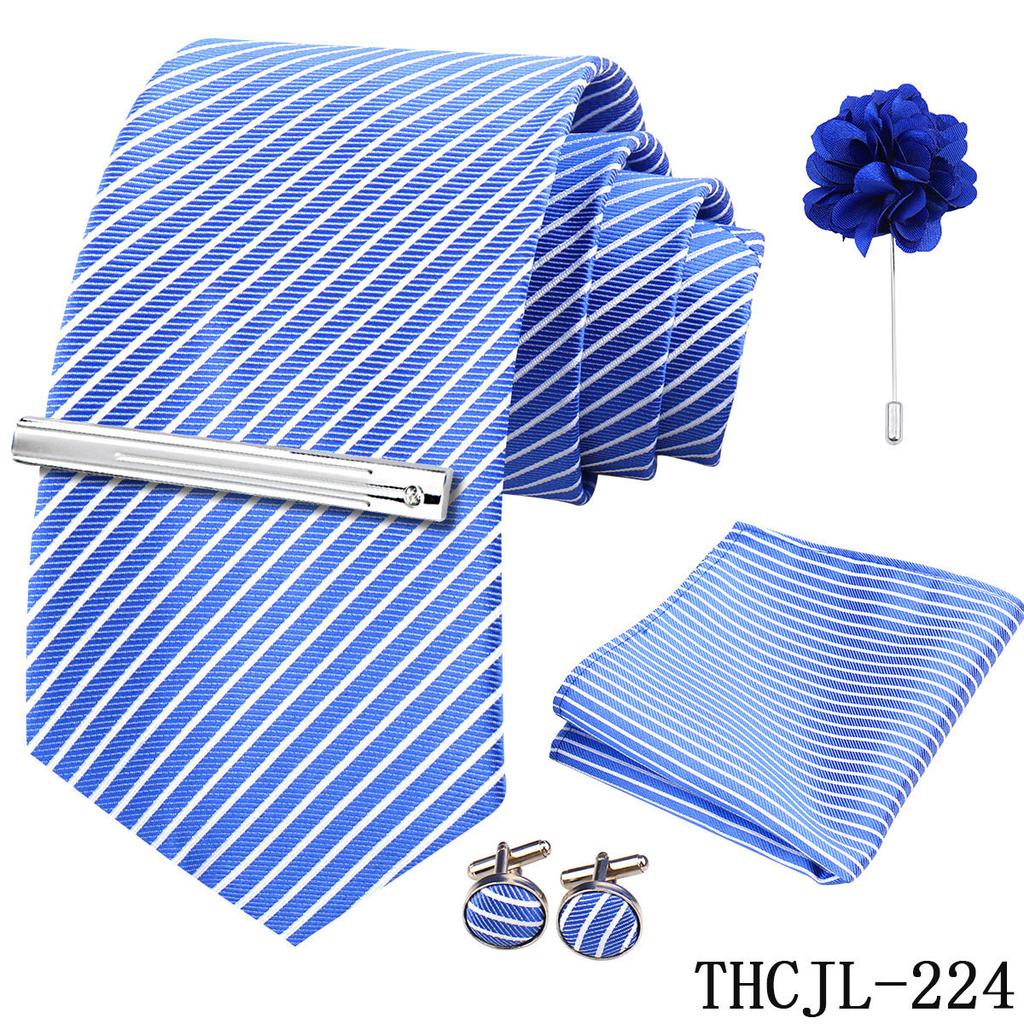 Men'S Business Dress Tie 5-Piece Groom Best Man Dress Accessories Gaowei Dense Jacquard Tie Worker