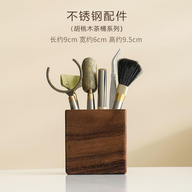 Waffenregal aus Walnussholz Tee Sechs Gentlemen Antikes Tee-Werkzeugset Haushalts-Teegeschirr Utensilien Chinesisches Tee-Set Zubehör Handwerk