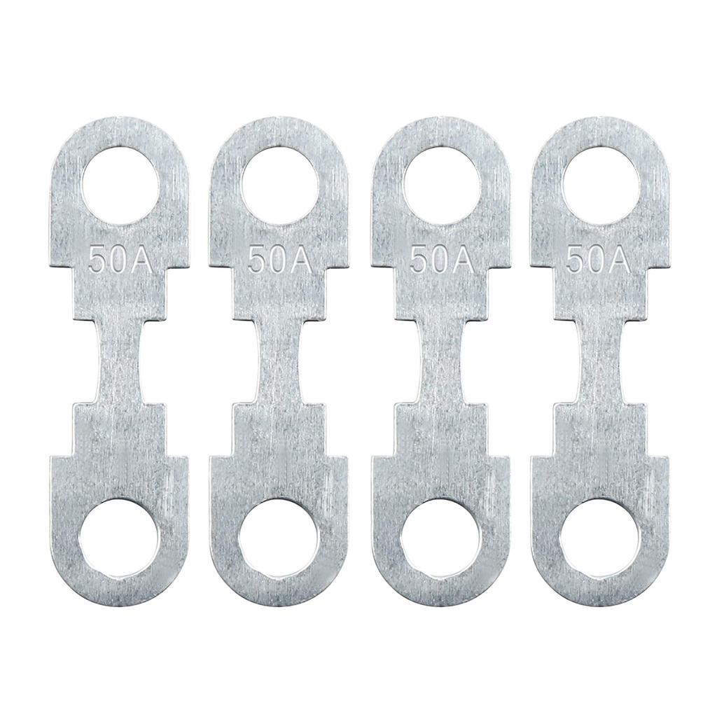 uxcell Flat Fuse Strip, 50A Flat Fuse Strip, Metal, Silver-Tone, For Cars, DC, 32V, Universal, 4 Pack