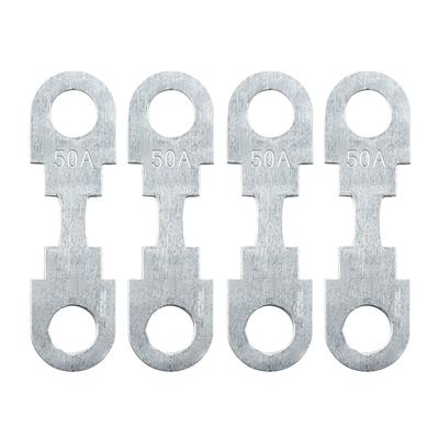 Flat Fuse Strip, 50A Flat Fuse Strip, Metal, Silver-Tone, For Cars, DC, 32V, Universal, 4 Pack