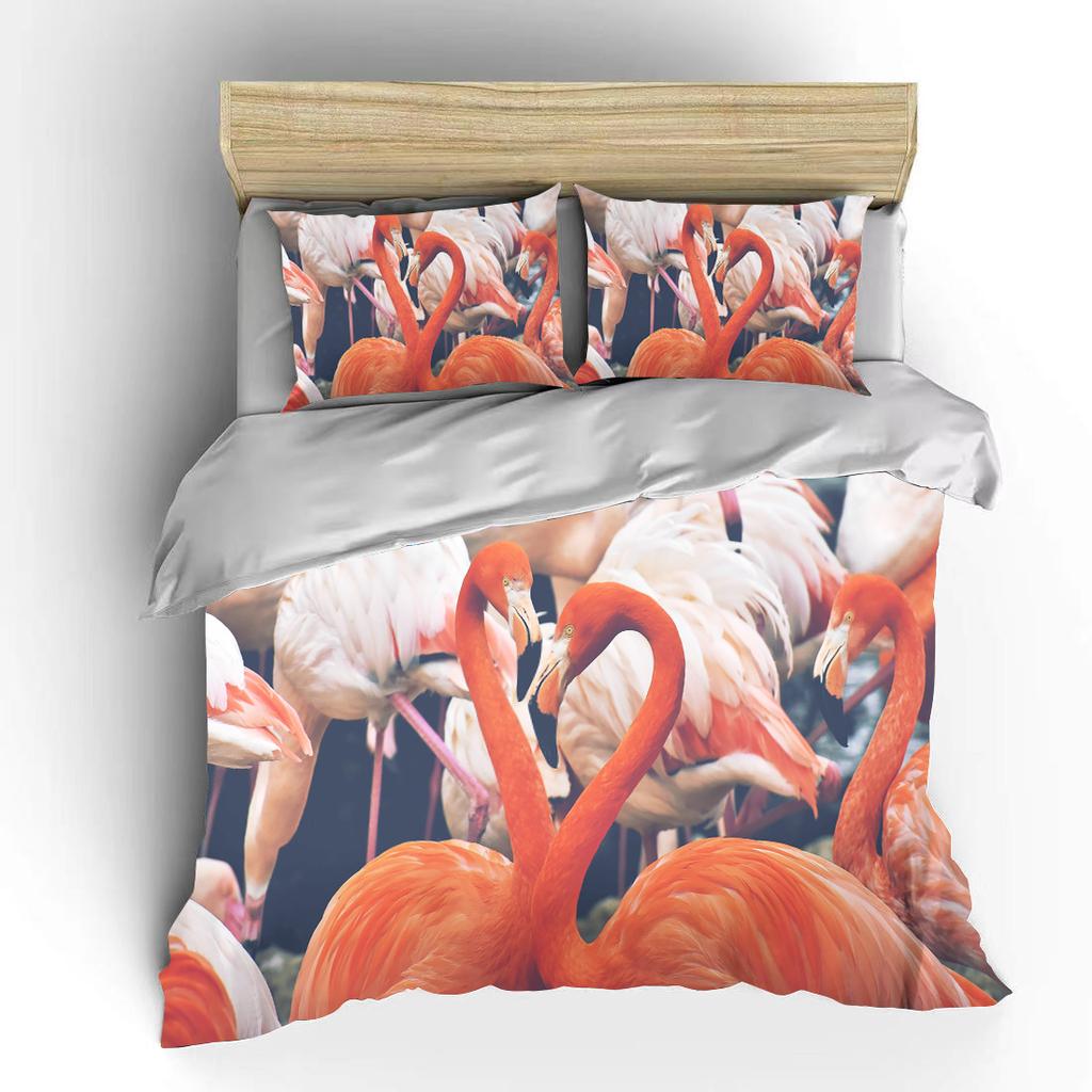 Flamingo cartoon cute bear kawaii Christmas gift king size double bed bedding set microfiber or polyester duvet cover set
