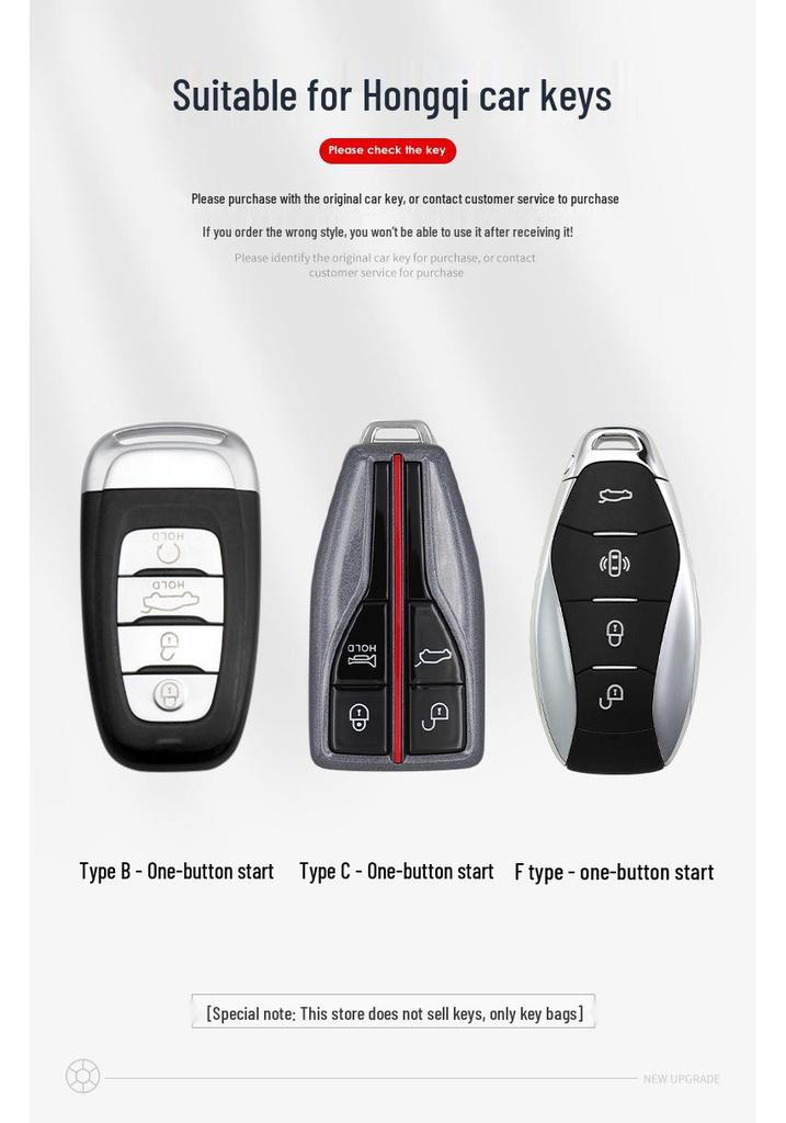 Custom Key Case for Hongqi Models: HS5, H5, H9, EQM5, H6, HS7 - Premium Design for Men and Women