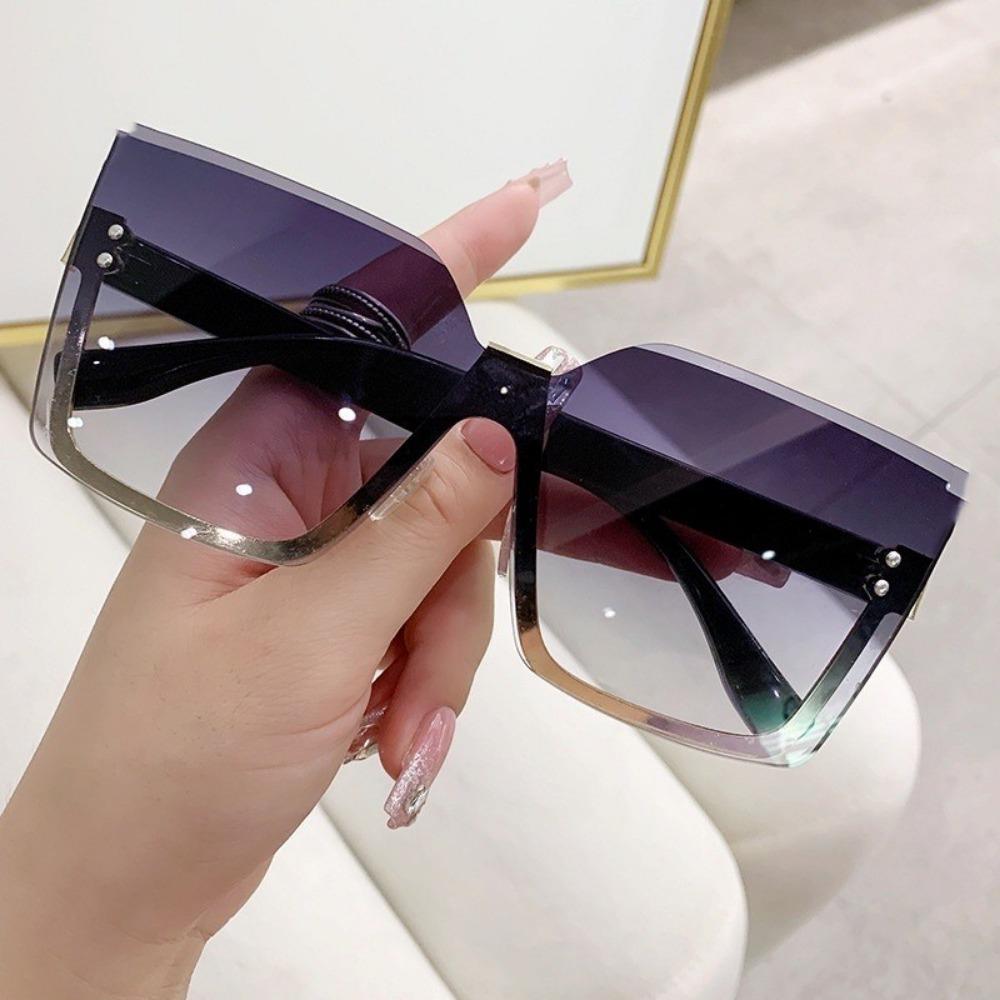 Half-frame Metal Sunglasses Fashion Slim Women's Sunglasses Anti-uv Glasses