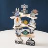 Children's Balance Ability Montessori Toy Wooden Astronaut Button Beaded Blocks Stacking Game Kids Educational Toy Gift with Box