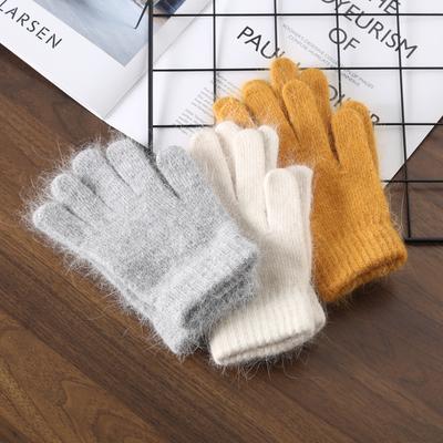 Q17 Autumn and Winter Rabbit Plush Full Finger Gloves Outdoor Sports Windproof Warm Knitted Student Couple