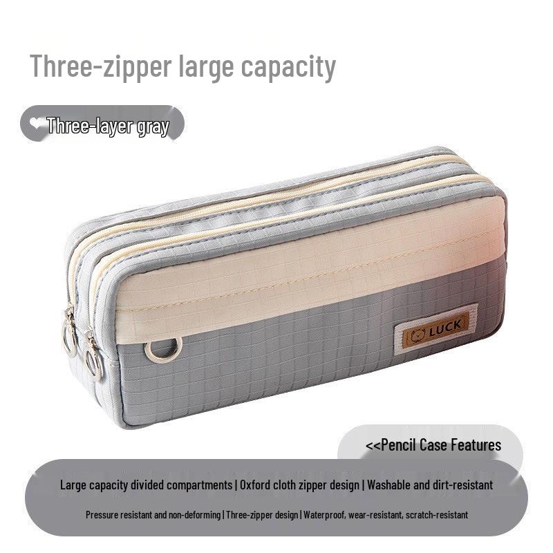 Korean Style Multi-Layer Large Capacity Pencil Case - High Appearance Composite Fabric for Students and Office Supplies