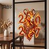 Vibrant Pattern Window Cling Chinese New Year Decoration, 2027 Goat Static Clings, Zodiac Glass Easy Apply Decal Decals, Reusable Lunar Christmas