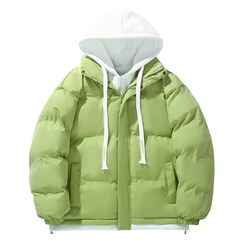 Men's cotton clothes fashion student thickened bread clothes jacket hooded warm cotton-padded clothes fake two-piece cotton-padded clothes men