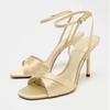 Luxury Satin High Heeled Sandals Women Sexy Round Toe Naked Strap Elegant Summer Party Shoes Fashion Wedding Bridal Heels Pumps