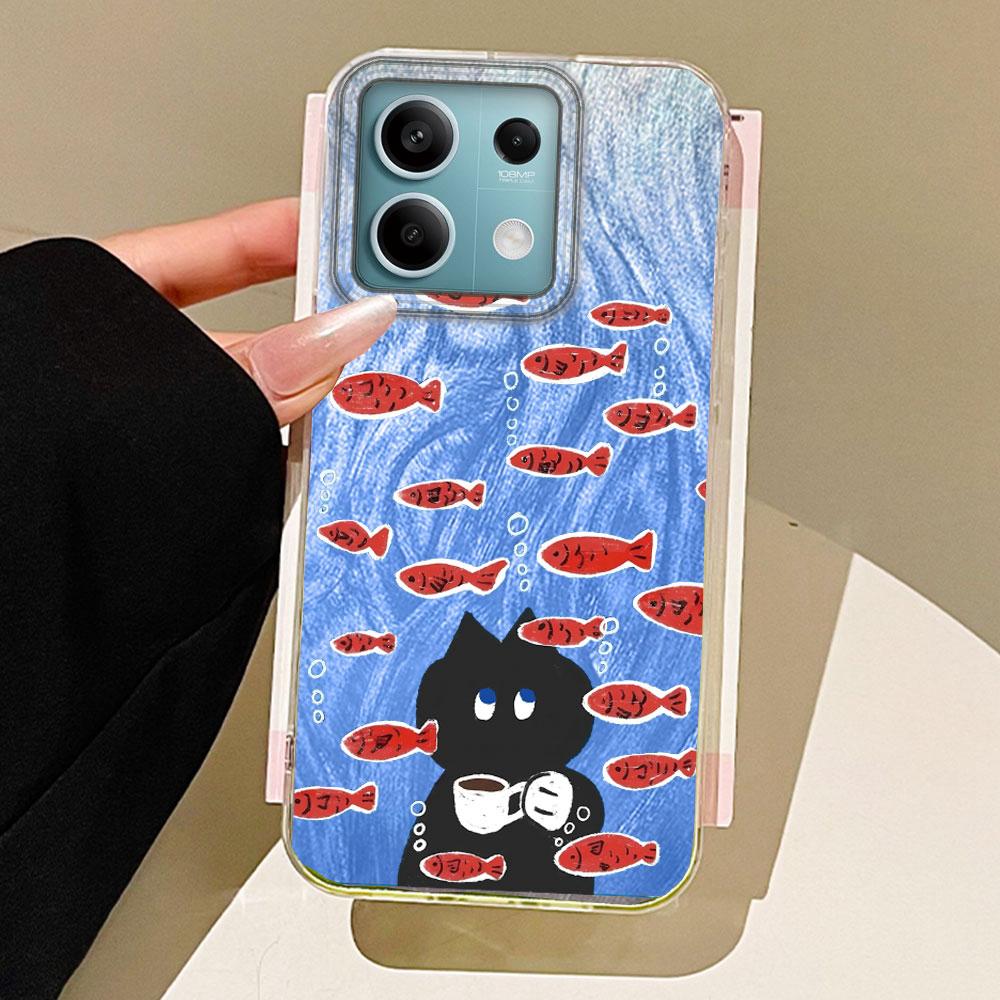 

Чехол для телефона с круговыми точками и большой головой черного кота для Xiaomi Mi 13T 14T Pro 11 Lite NE 5G, парный чехол, силиконовая задняя крышка из ТПУ Xiaomi 13T Pro белый
