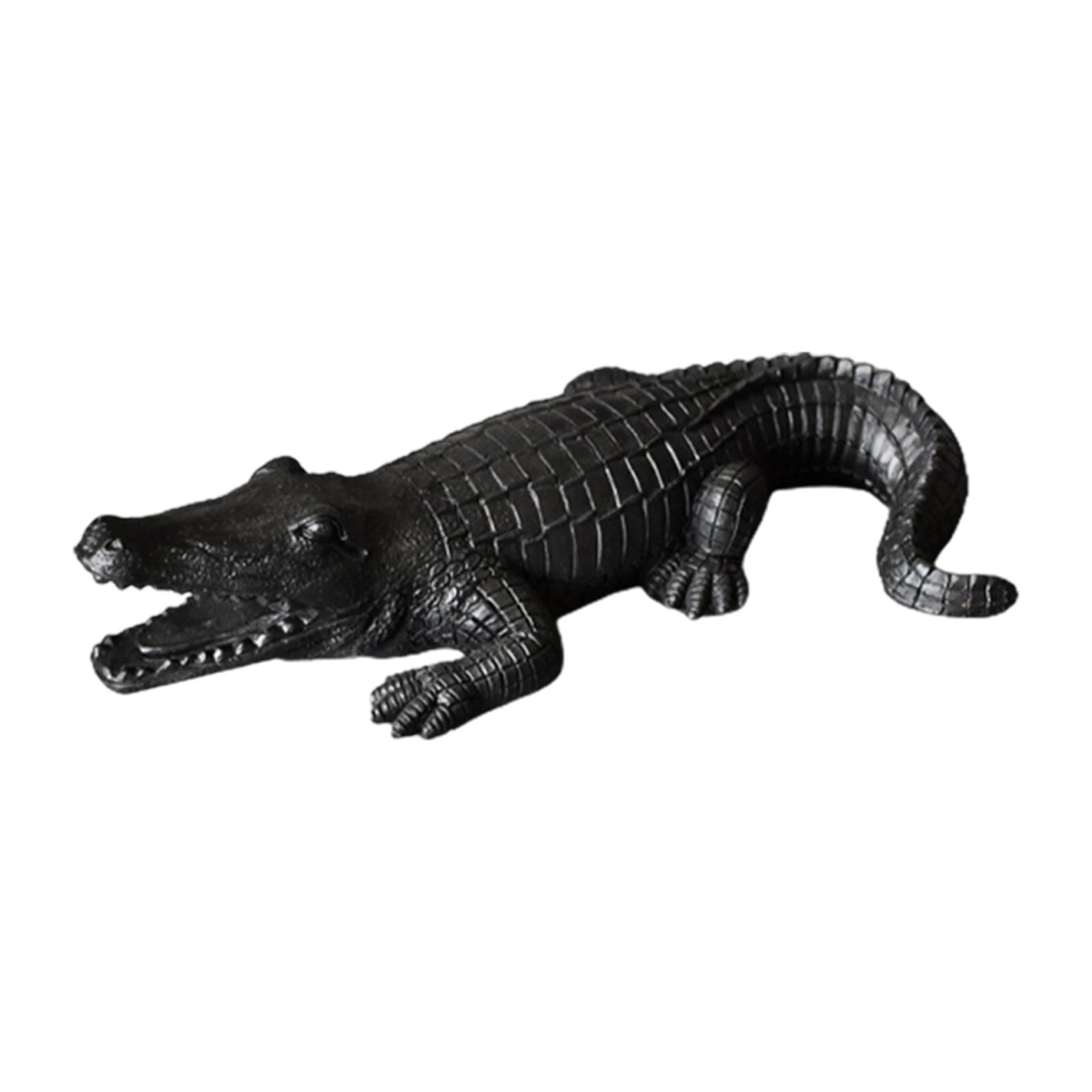 

Crocodile Figurine Alligator Sculpture Ornament Crafts Gift Souvenirs Animal Garden Statue Resin for Balcony Table Office чёрный