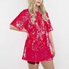 Women's Sequin T-Shirt Dress Sparkly Casual Short Sleeve Party Club Outfit Costume