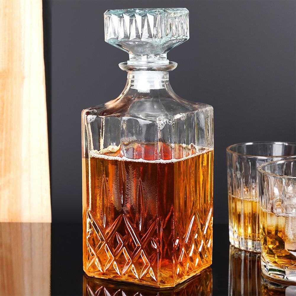 Glaskaraffe Flasche mit Korken für Whisky Brandy Alkohol Geschenk 900 ml