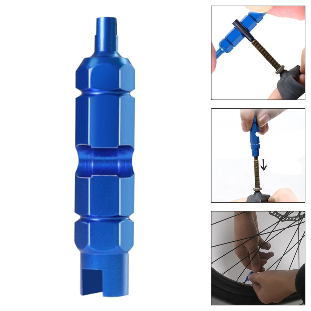 Bicycle Valve Core Remover Wrench, Extended Design Aluminum Disassembly Tool, Practical Accessory for Bike Tire Nozzle and Valve Core Repair