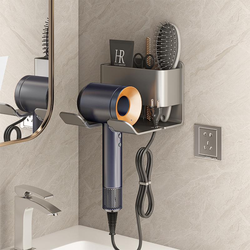 Wall-Mounted Punch-Free Dyson Hair Dryer Storage Bracket for Bathroom