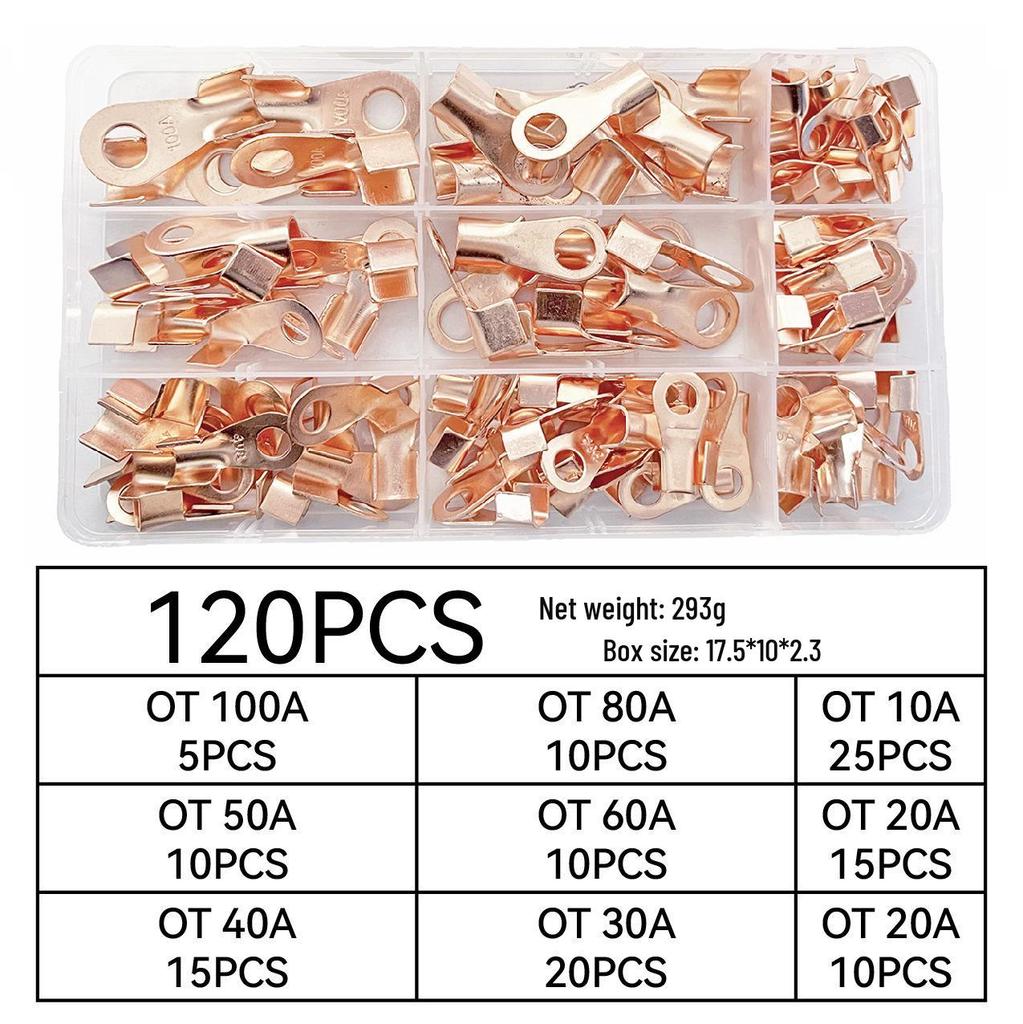 New OT-70/80 Copper Open-end Lug Terminal 3-100A Boxed Wire Crimp Fittings