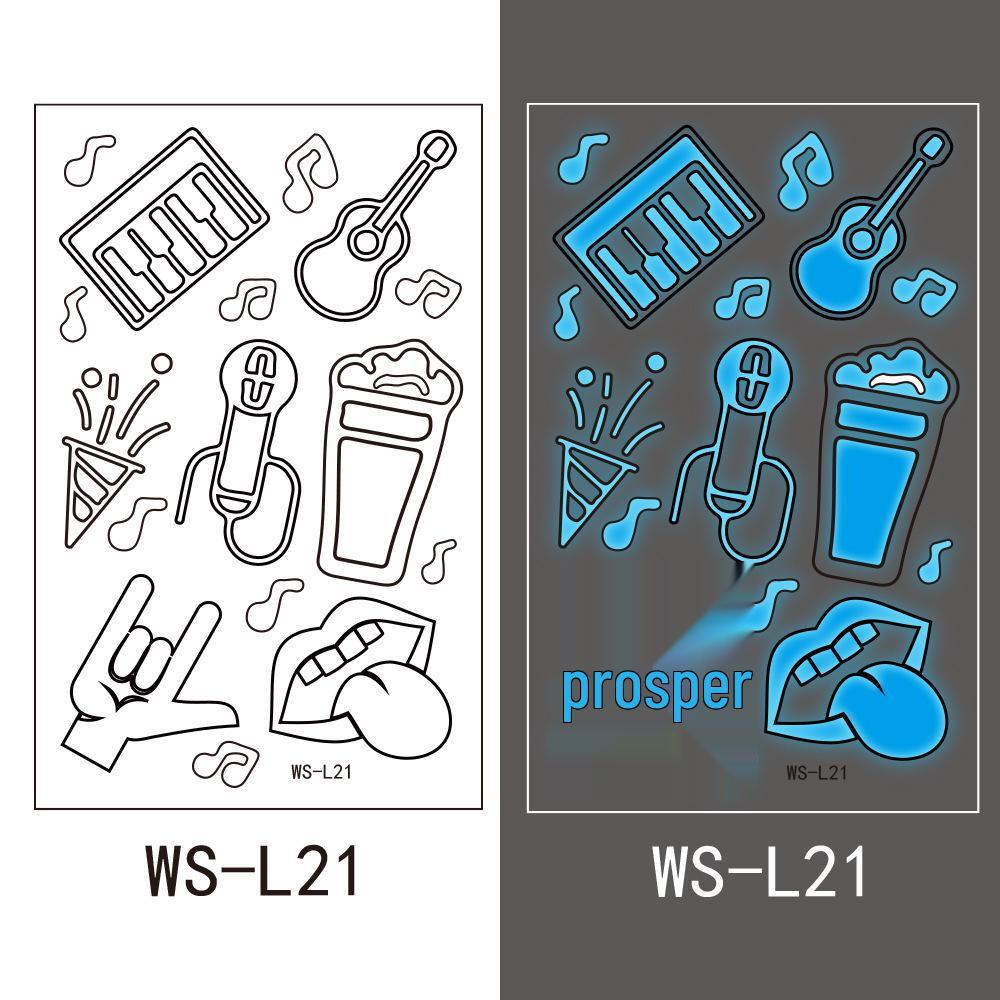 Blue Luminous Tattoo Stickers for Nightclub and Music Festival Parties