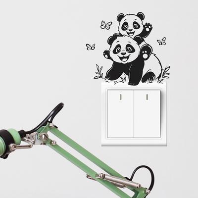 Happy Playing Little Panda Bedroom Living Room Switch Home Background Beautification Wall Stickers
