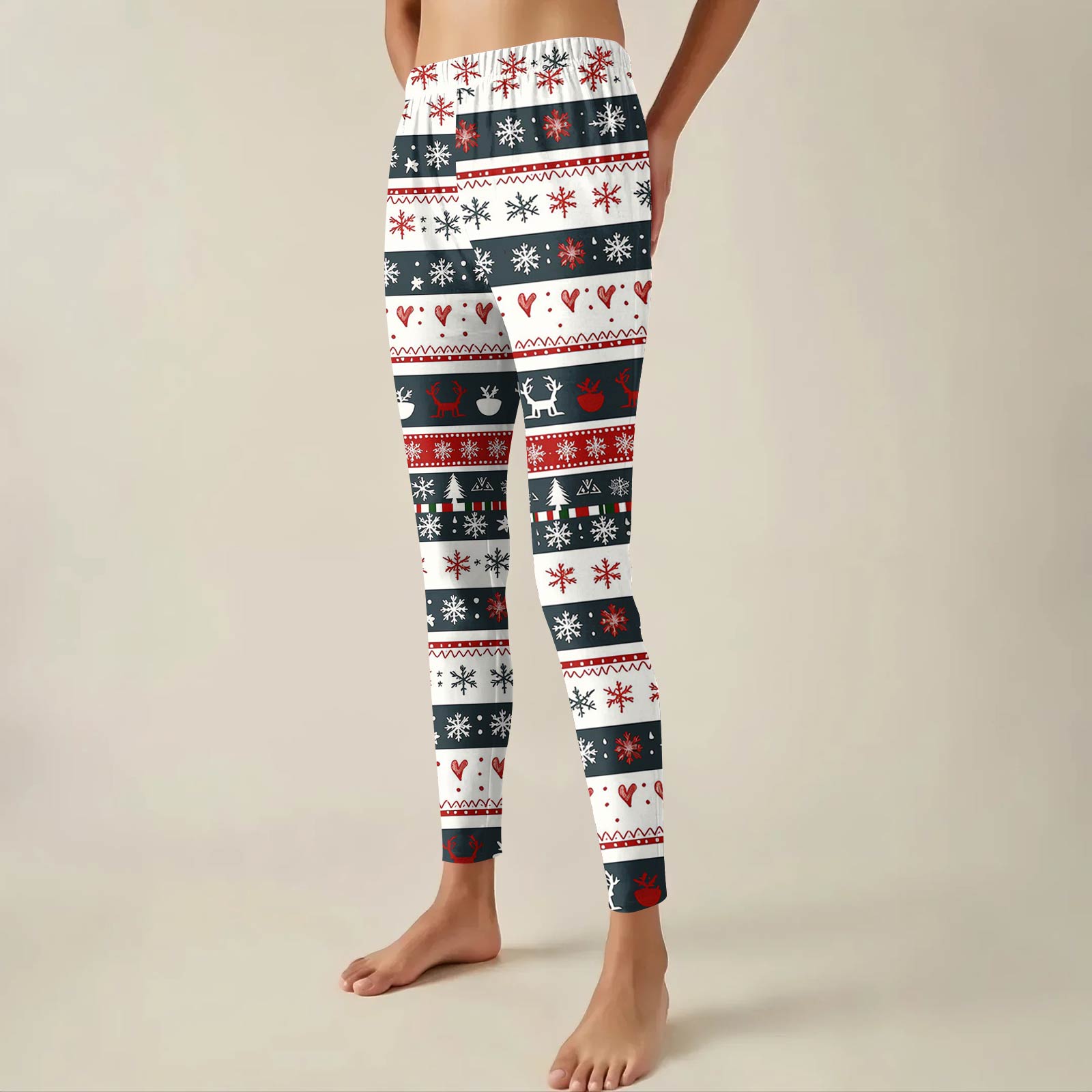 

Women s Pants Christmas Printed Stretchy Soft Bottoms Casual Home Sleeping Pants XL Темно-синій