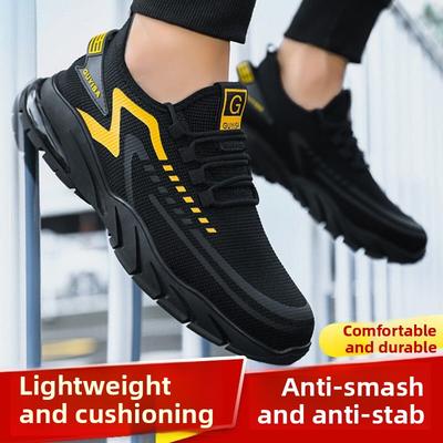 Men's Safety Shoes Steel Toe Soft Soled Male Footwear Lightweight Breathable Working Shoes with Protection Anti Wear-resistant
