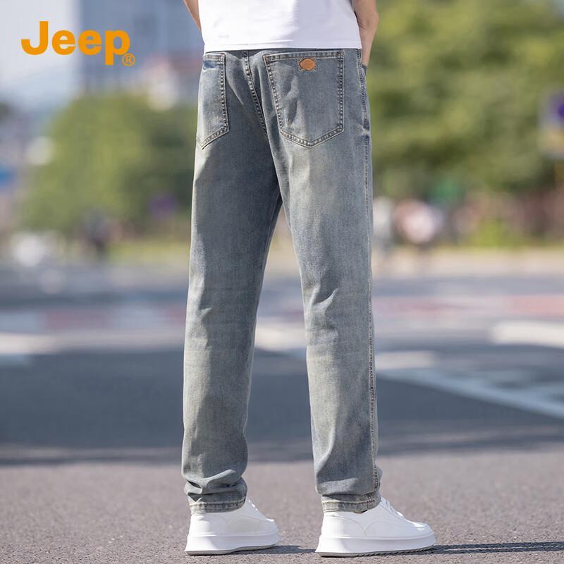 Jeep Men's Retro Washed Straight-Leg Denim Jeans