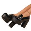 Deep Single Shoes New High Heels Catwalk Shoes Platform New New Waterproof Shoes Round Head Leather Shoes