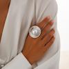 Women Fashion Jewelry Geometric Oval Rings Irregular Creative Adjustable Imitation Pearl Finger Rings Vintage Party Gifts