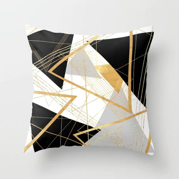 New Product Geometric Abstract Pillowcase Peach Leather Fleece Office Pillowcase Car Cushion Cover Waist Pillowcase
