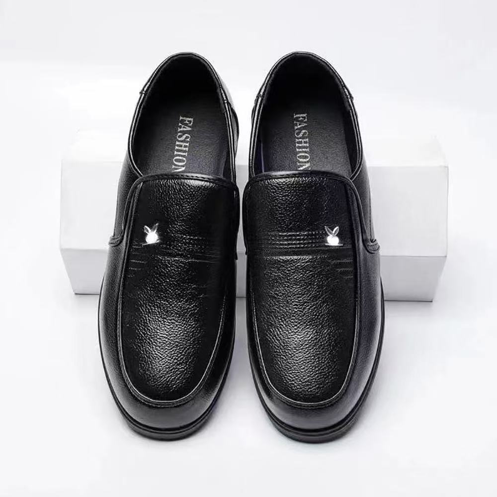 Large size leather shoes Korean version fashion business casual shoes dress breathable leather shoes trend one pedal leather shoes men