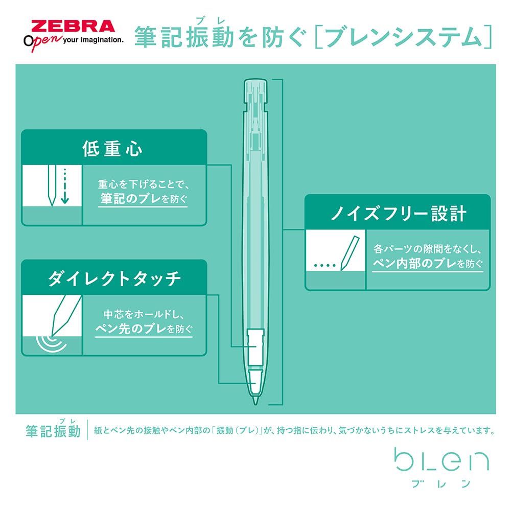 Zebra Blen Ballpoint Moomin Limited White Black Set of 0.5mm Oil-Based Pen, Design, Edition, Barrel, Ink, 10, B-BAS88-MM-W
