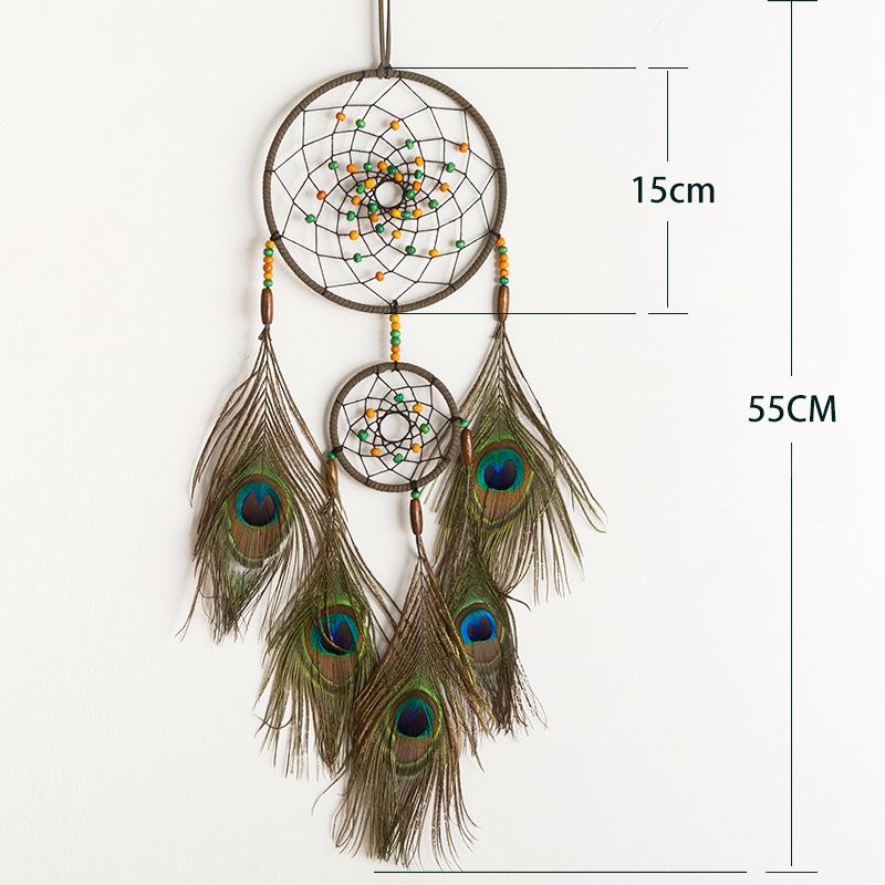 Vintage Peacock Feathers Dream Catcher Handmade Wind Chimes Bedroom Hanging Wall Pendants Home Decorations For Party Gifts