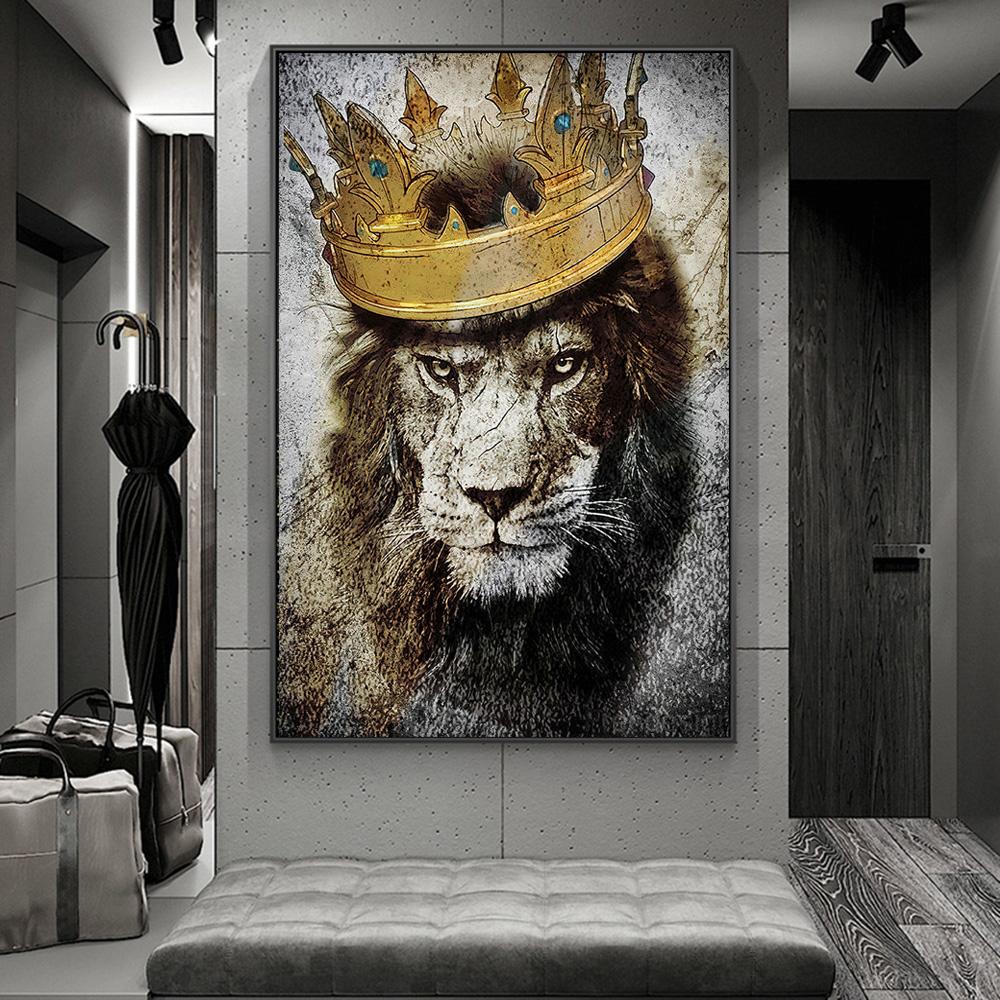 African Lion Kings Portrait Canvas Paintings On the Wall Art Posters and Prints Animals Art Pictures For Living Room Cuadros