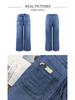 European Elegant Wide-Leg Drapey Lace-Up Slimming Artistic Jeans for Women