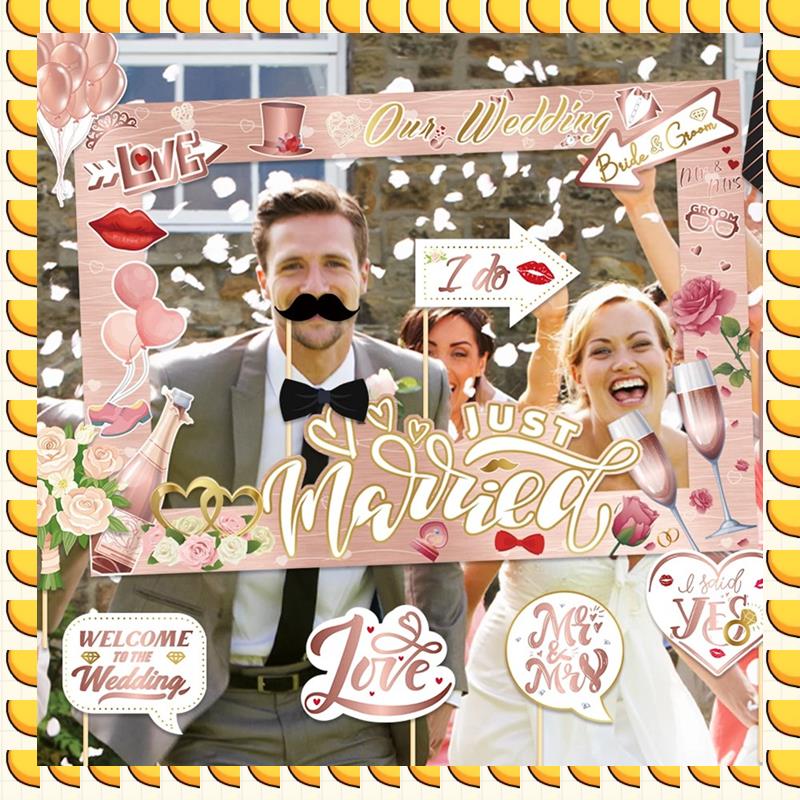 

BAAU Wedding Photo Booth Props Kit Rose Gold Bride To Be Photo Props Party Decoration