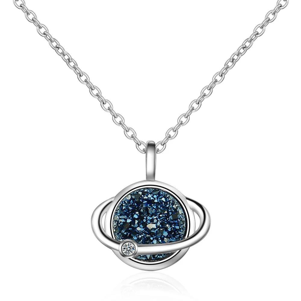 Blue Planet Women's Pendant Clavicle Chain Light Luxury Gift Jewelry Accessories Necklace (40 Cm + 3.5 Cm)
