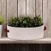 1pc Oval Woven Bathroom Storage Basket, Multifunctional Desktop Organizer, Toilet Paper Holder, Toy Storage Basket