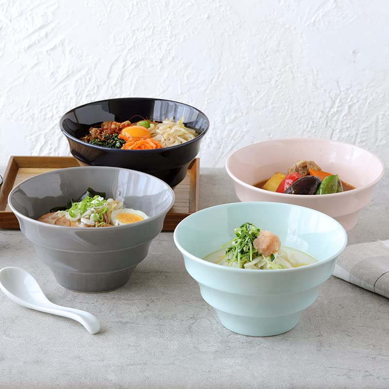 EAST stolní mísa Ramen, lehká, 19 cm, barevný okraj, Mino ware, navy, 712-028-02, made in Japan, stylová, vhodná do mikrovlnné trouby, vhodná do myčky